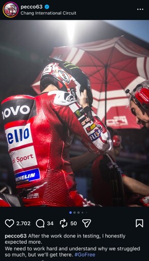 „Expected more“ - Pecco on Instagram
